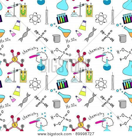 Seamless sketch of science doddle elements