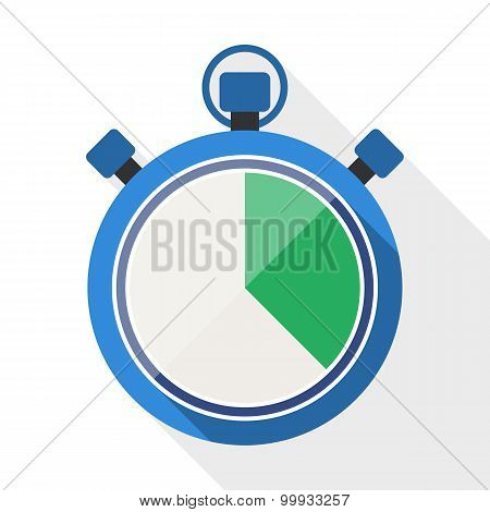 Stopwatch Flat Icon With Long Shadow On White Background