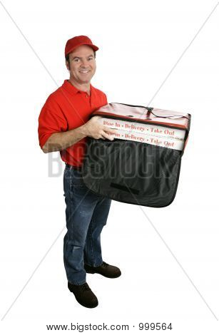 Pizza Delivery Ganzkörper isoliert