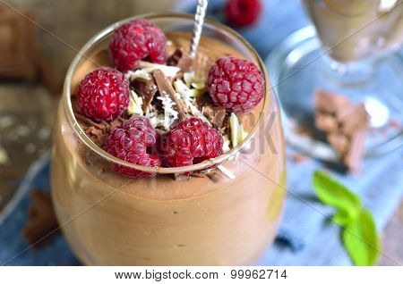 Chocolate Mousse With Raspberry.