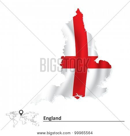 Map of England with flag - vector illustration
