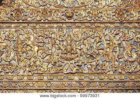 Ornate Pattern On The Exterior Of Wat Suan Dok, Chiang Mai, Thailand