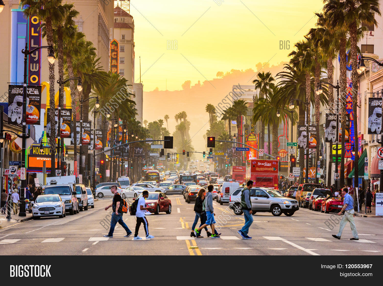 los angeles, california - march 1, 2016: traffic and pedestrians