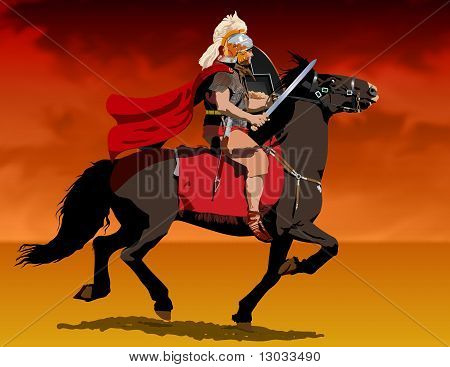 Roman centurion on horseback Illustration : Bigstock