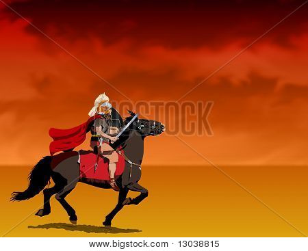 Roman centurion riding Illustration : Bigstock