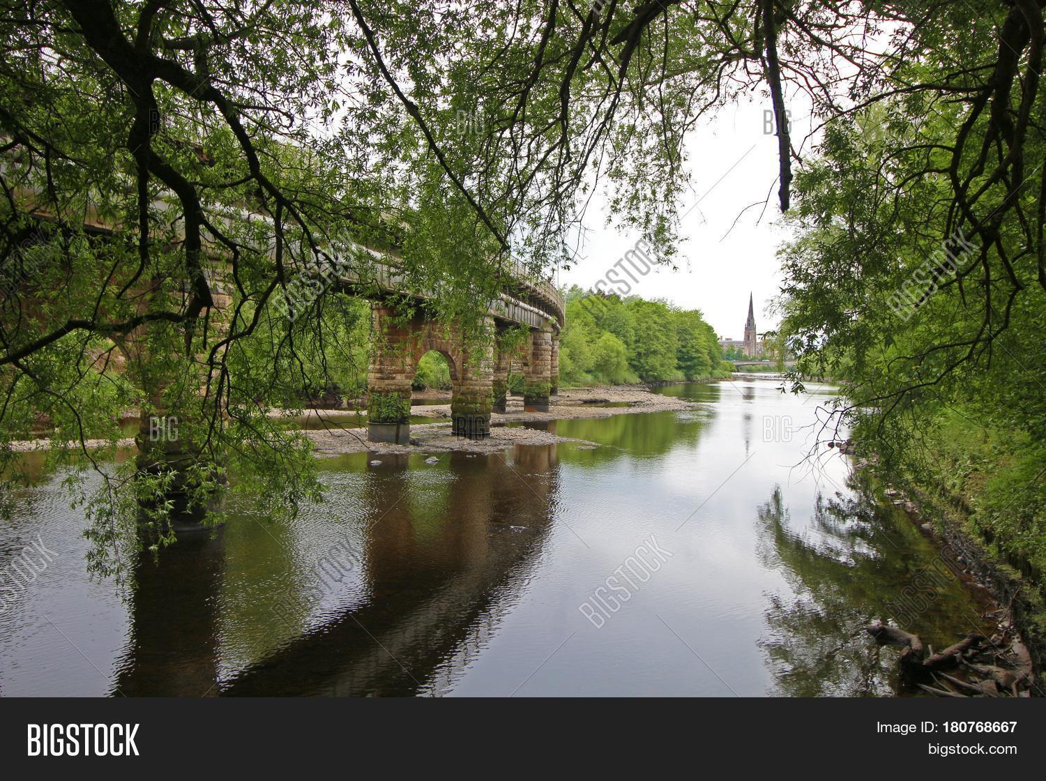 perth, scotland uk with the river tay