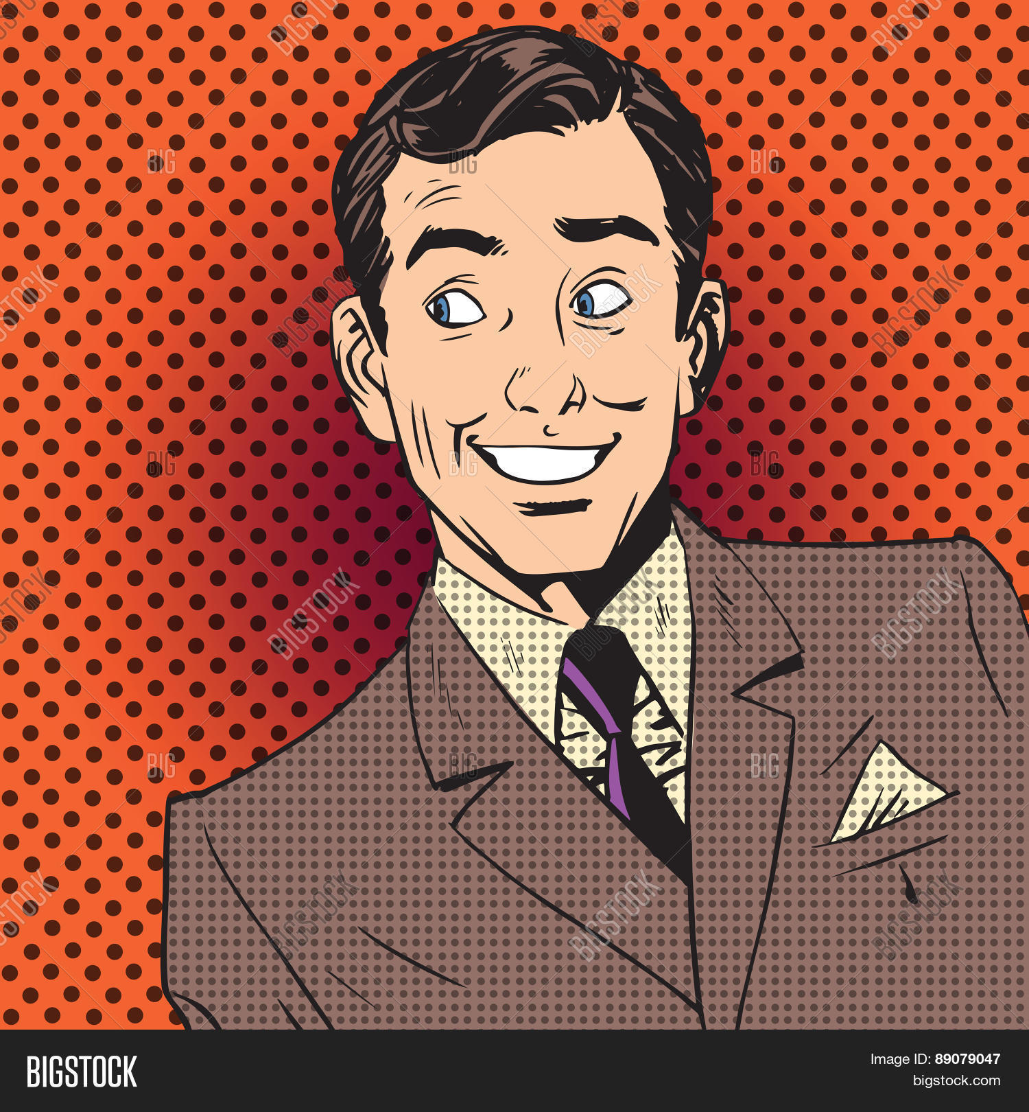 happy man smiling businessman entertainer artist pop art comics