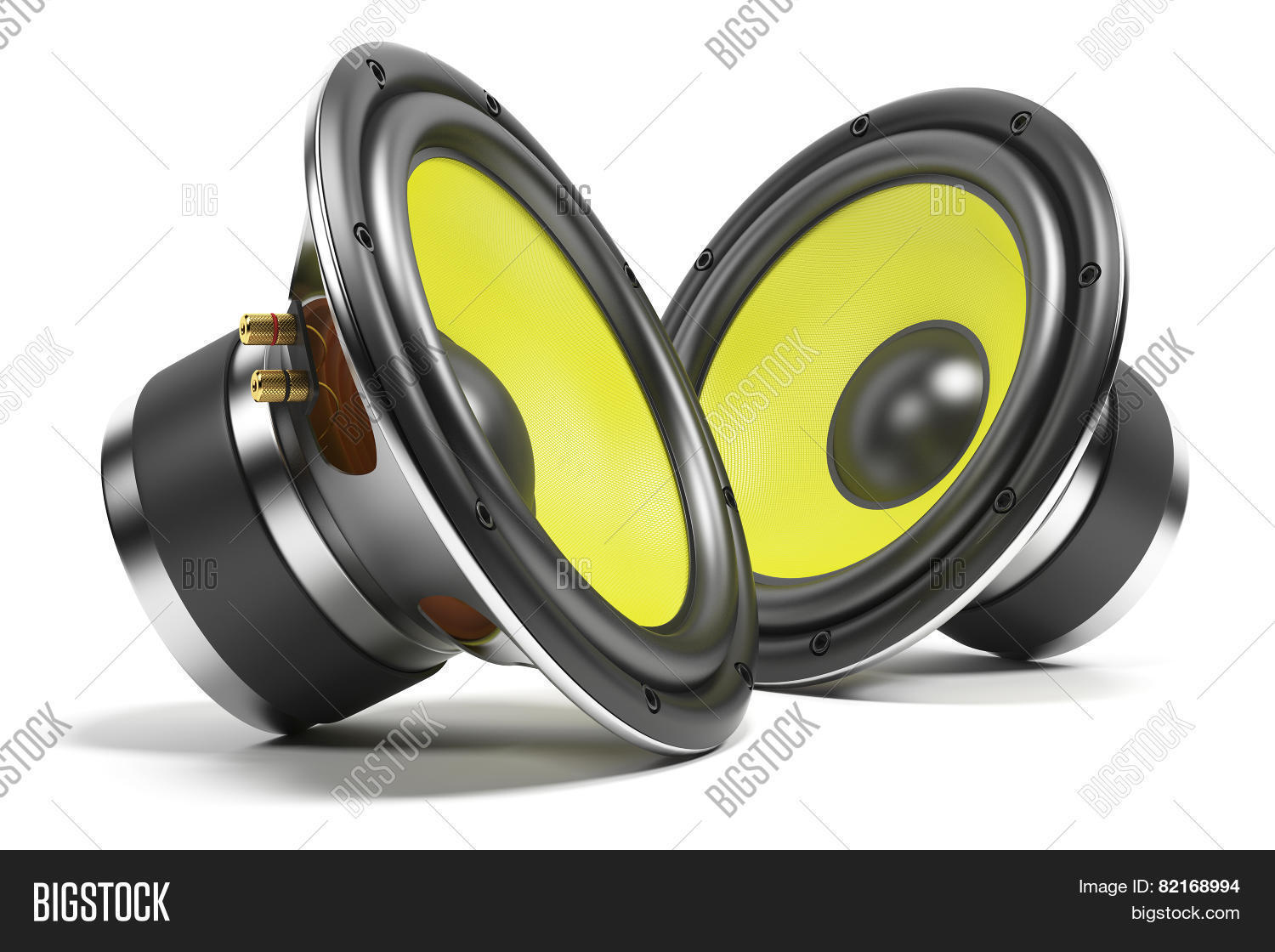 kit of sound speakers isolated on white background