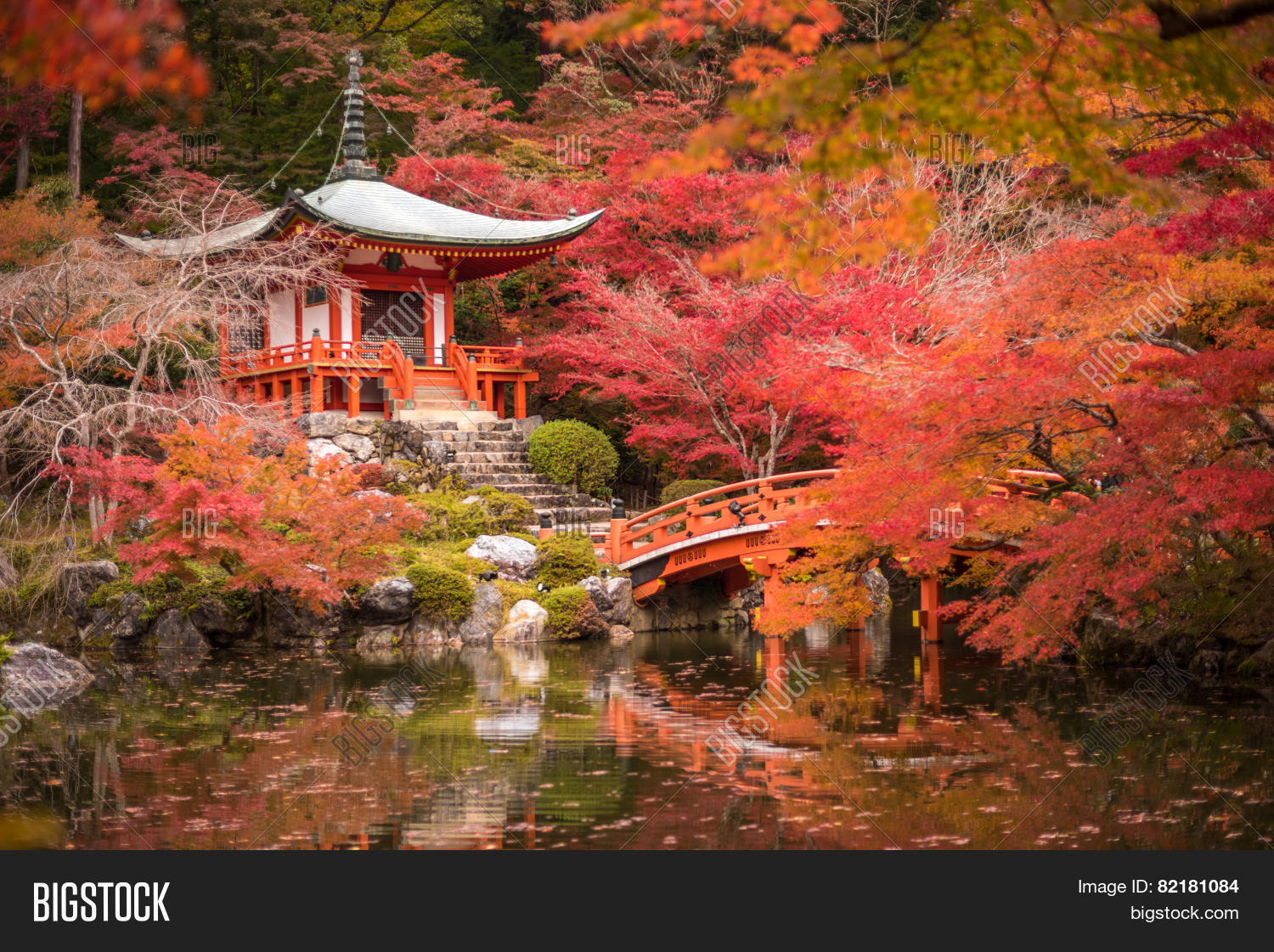 daigoji temple in maple trees momiji season kyoto japan