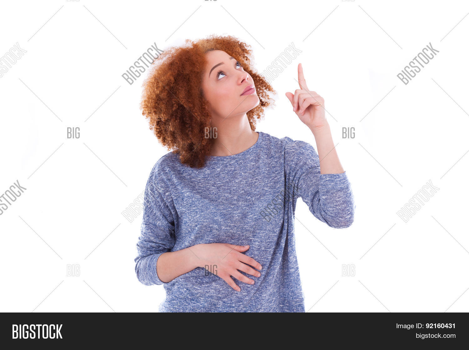 young african american teenage girl pointing finger up isolated