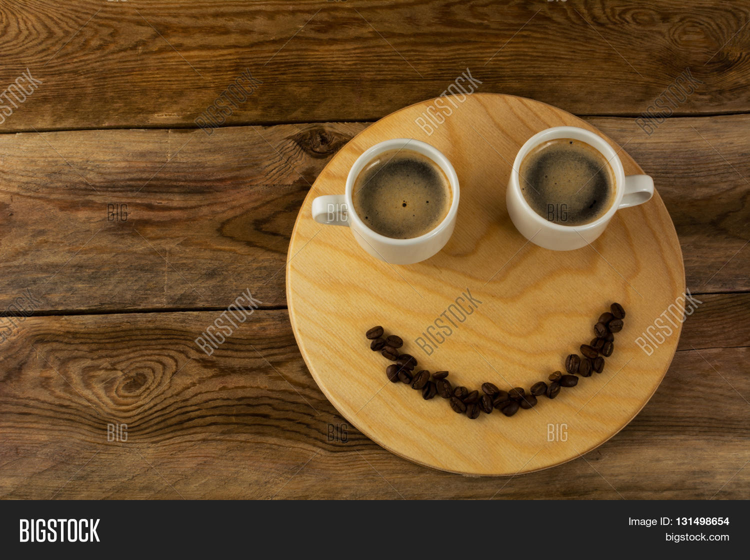 funny coffee break concept on wooden background. coffee cup.