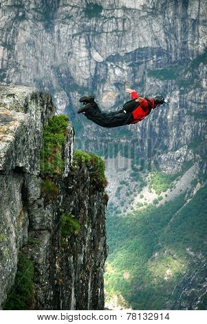 base jump off a cliff.