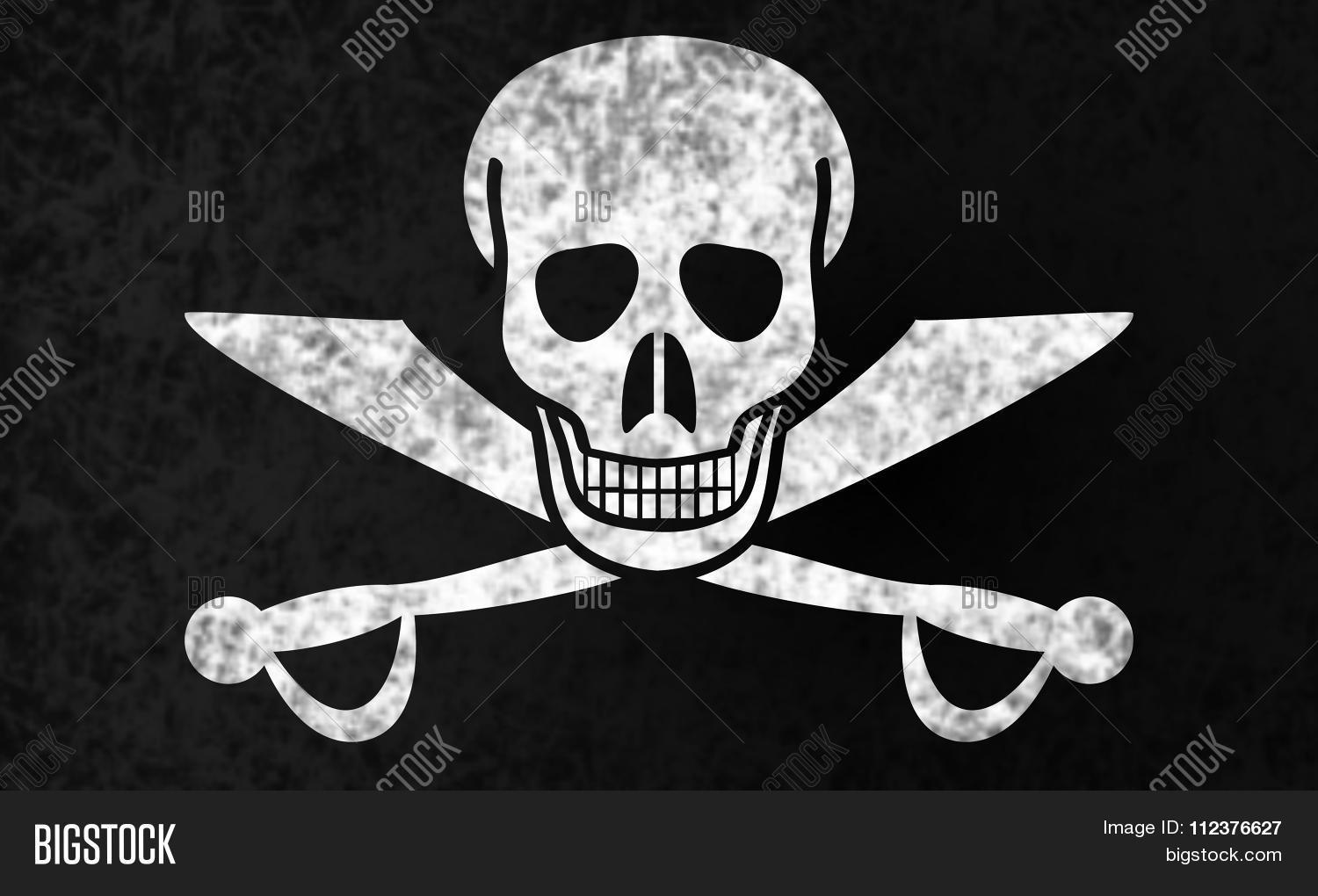 jolly roger flag in grunge style. illustration.