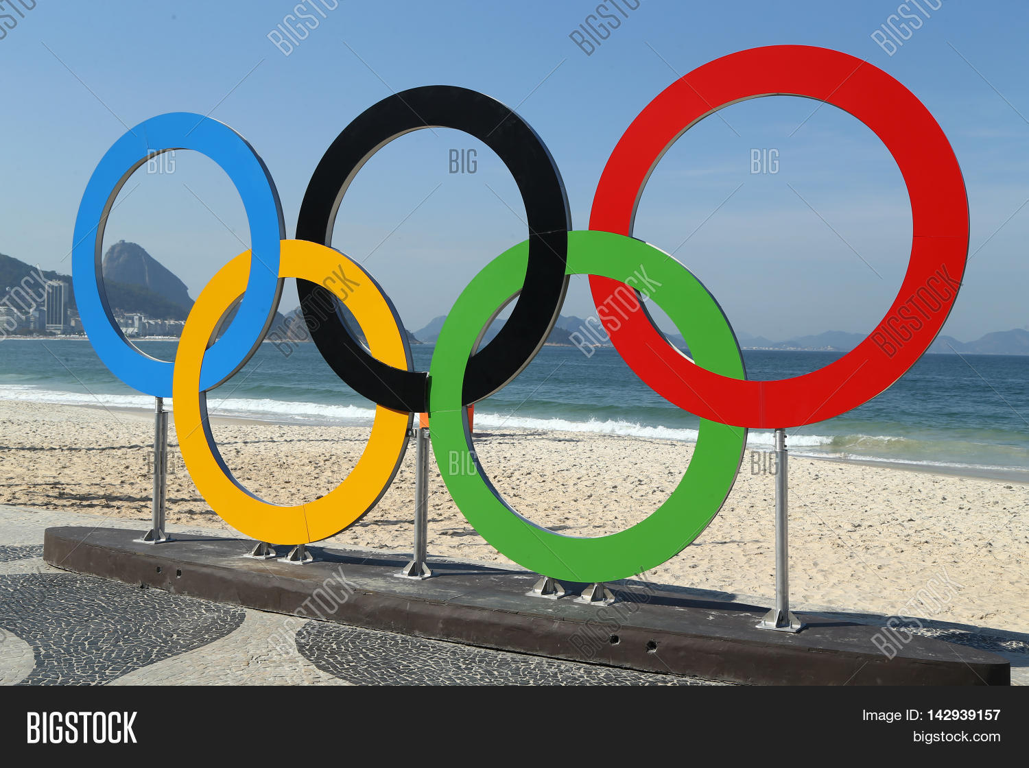 rio de janeiro, brazil - august 6, 2016: olympic rings at