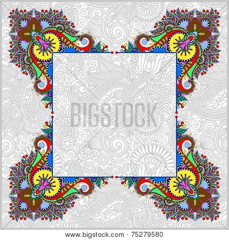 floral frame, ethnic ukrainian ornament