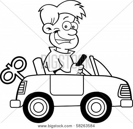 cartoon boy with a toy car.