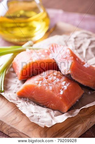 raw red fish fillet