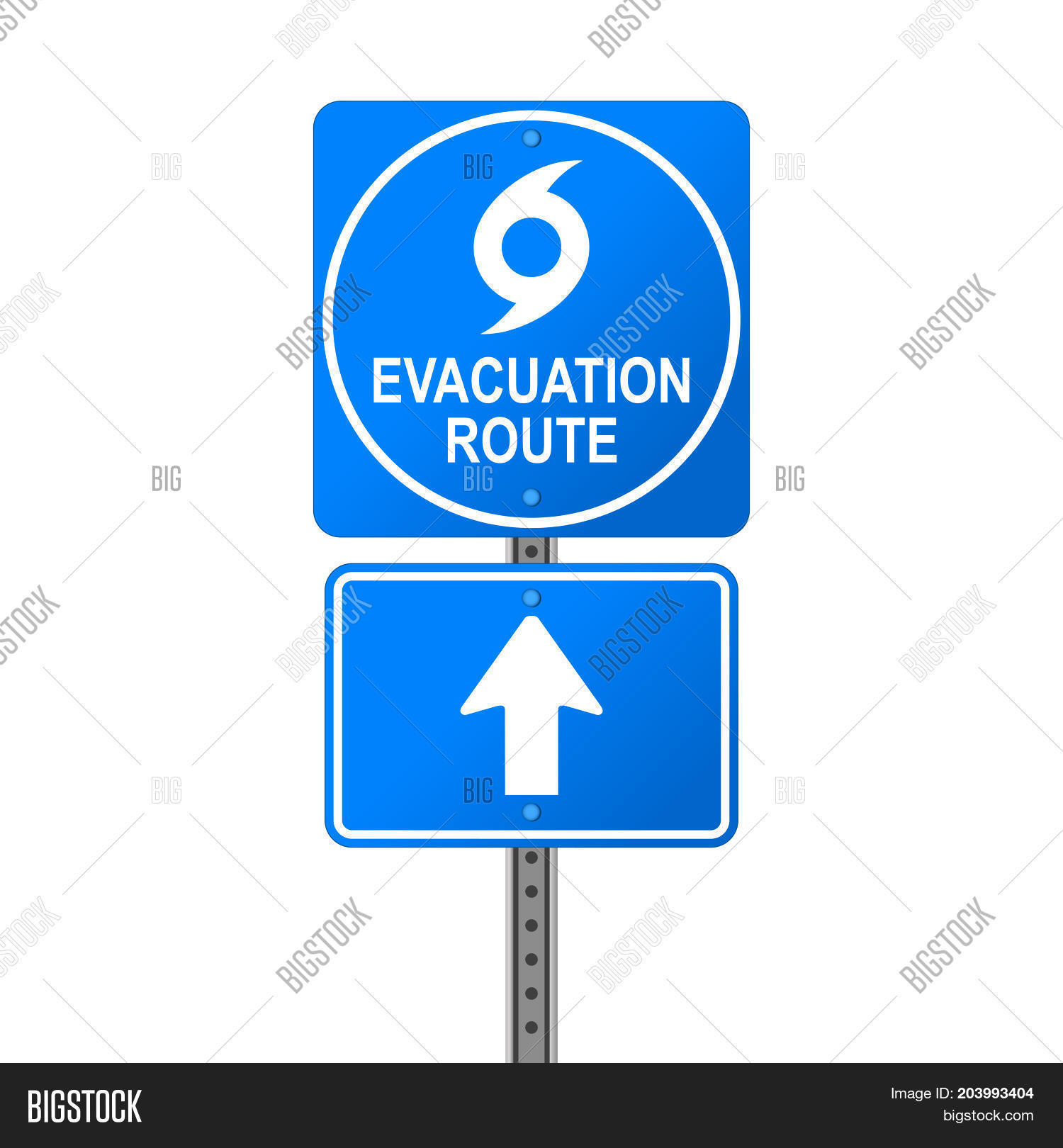 hurricane evacuation route emergency sign on white background