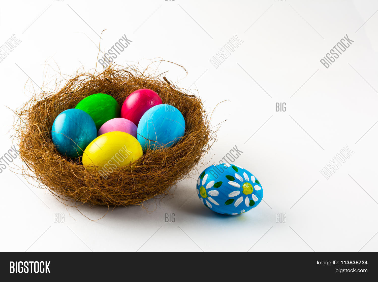 easter eggs in a nest