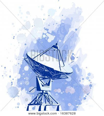 卫星菜肴天线 (多普勒天气雷达).水彩背景