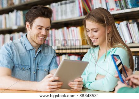 people, education, technology and school concept - happy