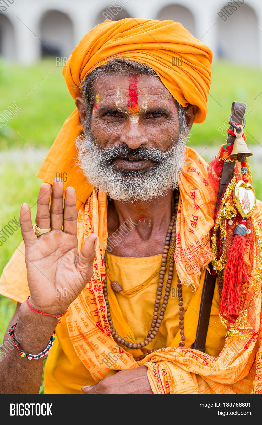 kathmandu nepal - september 29 2016 : portrait of shaiva sadhu