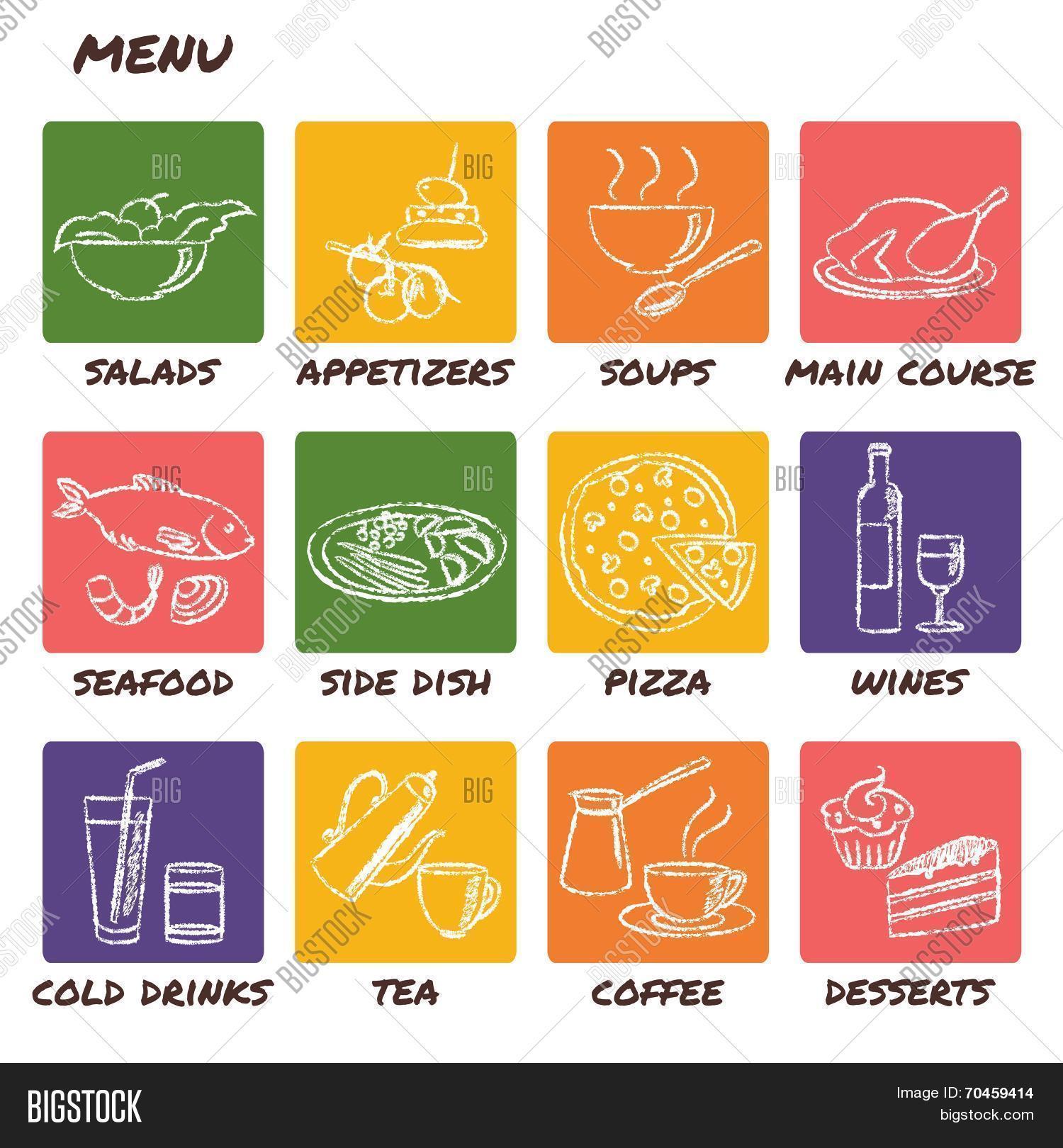bright set of hand drawn menu elements