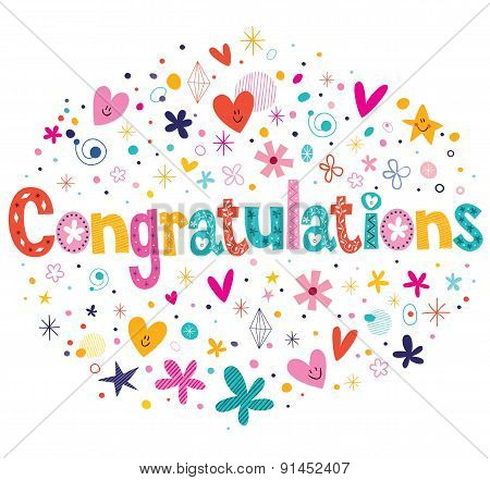 congratulations typography lettering decorative text card design