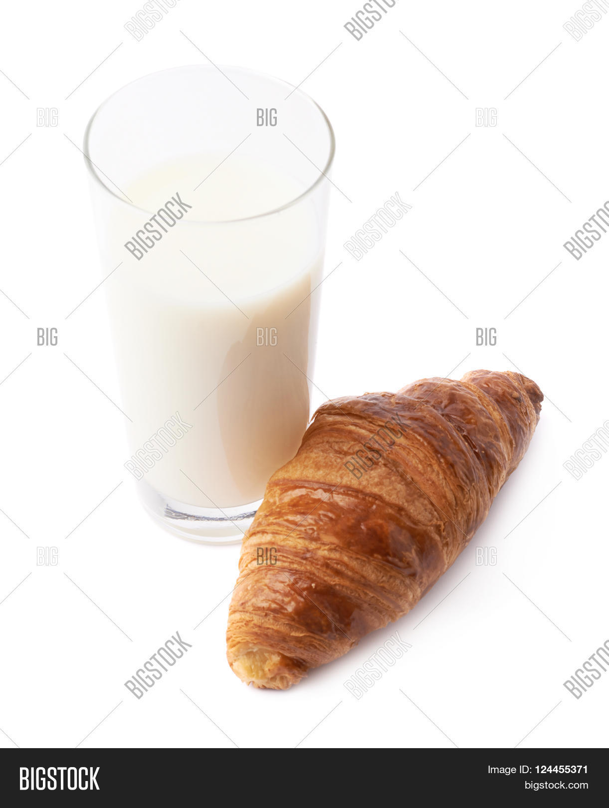 croissant and glass of milk composition isolated over the white