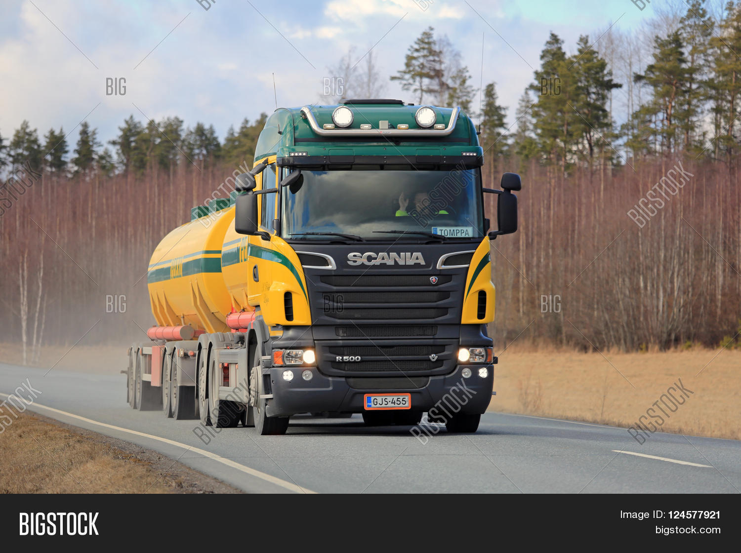 salo, finland - april 1, 2016: colorful scania r500 tank truck