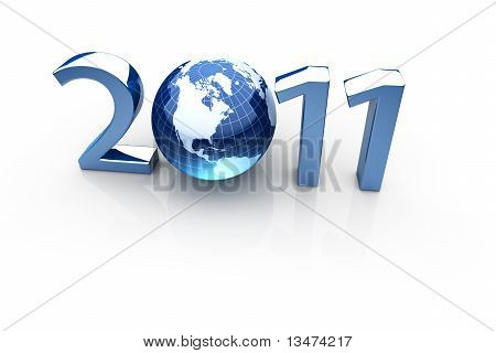 数字和地球作为零组成的 2011 年