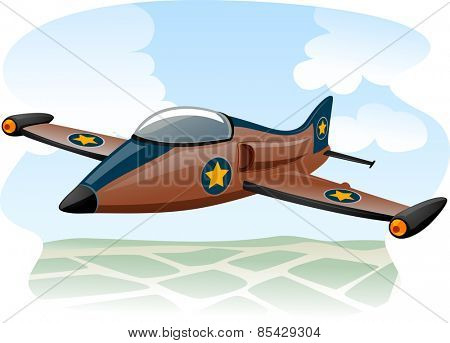 illustration of a jet fighter flying over the ocean