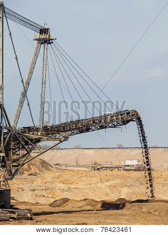 opencast brown coal mine giant excavator.