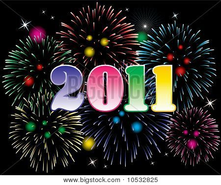 新的一年 2011年数字和烟花