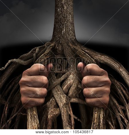 slow growing roots of a tree as a metaphor for chronic ingrained