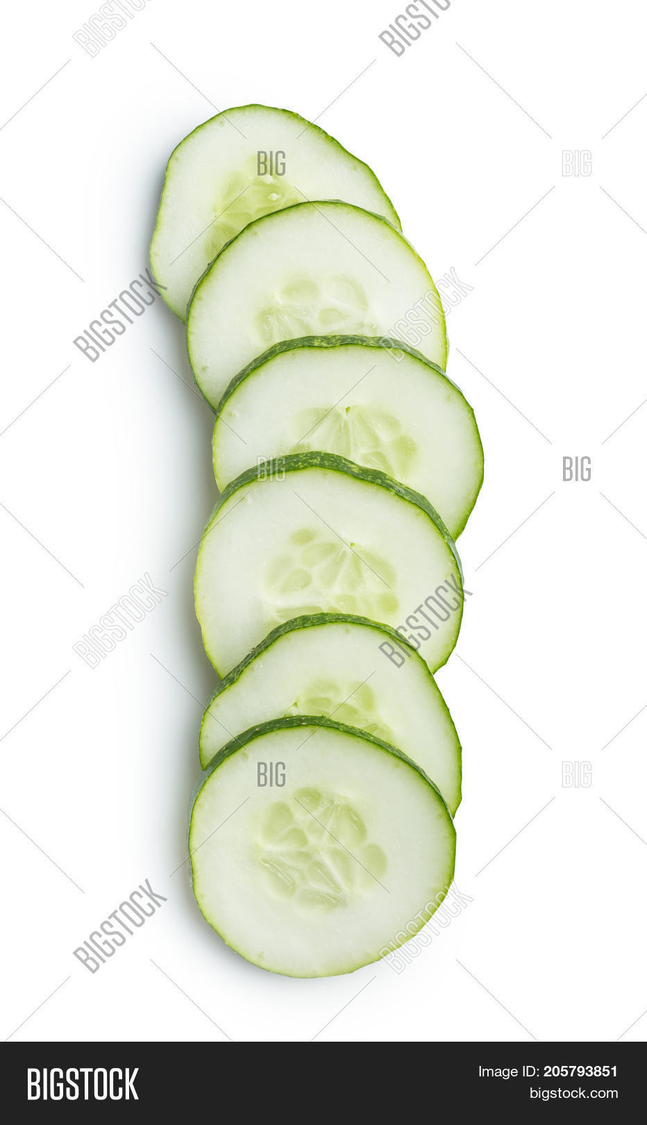 fresh sliced cucumber isolated on white background.
