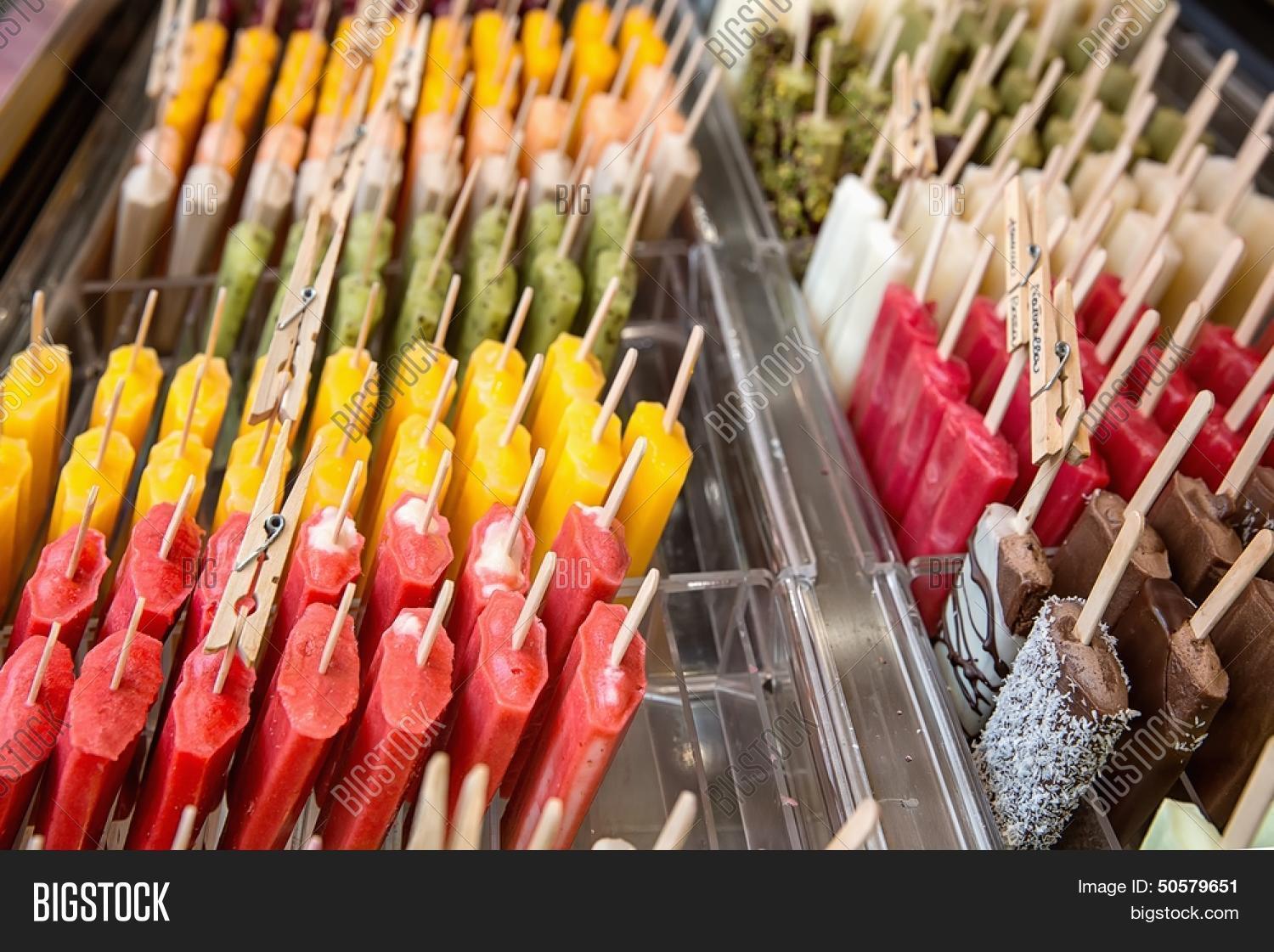many ice lollies, different flavors