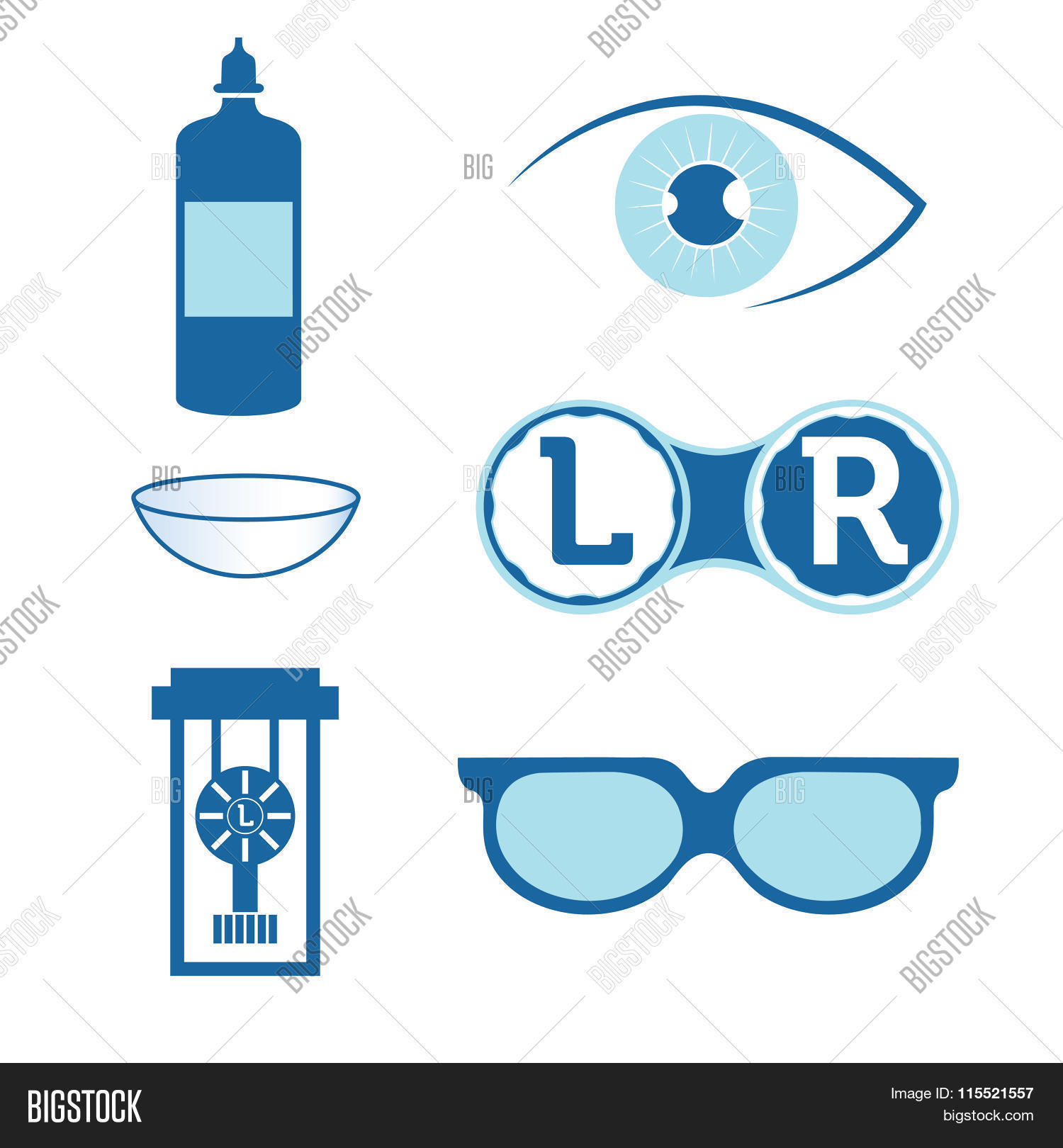 eye contact lenses elements and glasses .