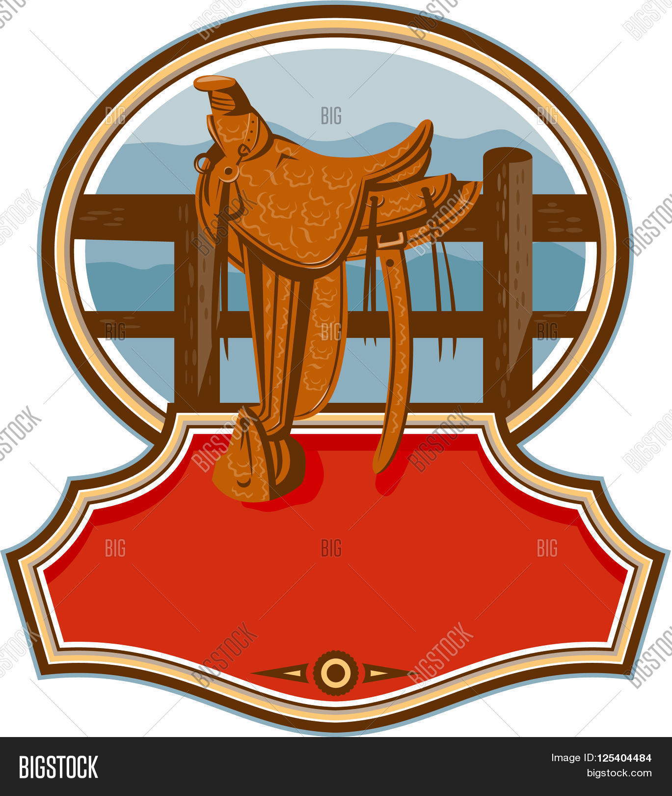 illustration of an old style western saddle with decoration