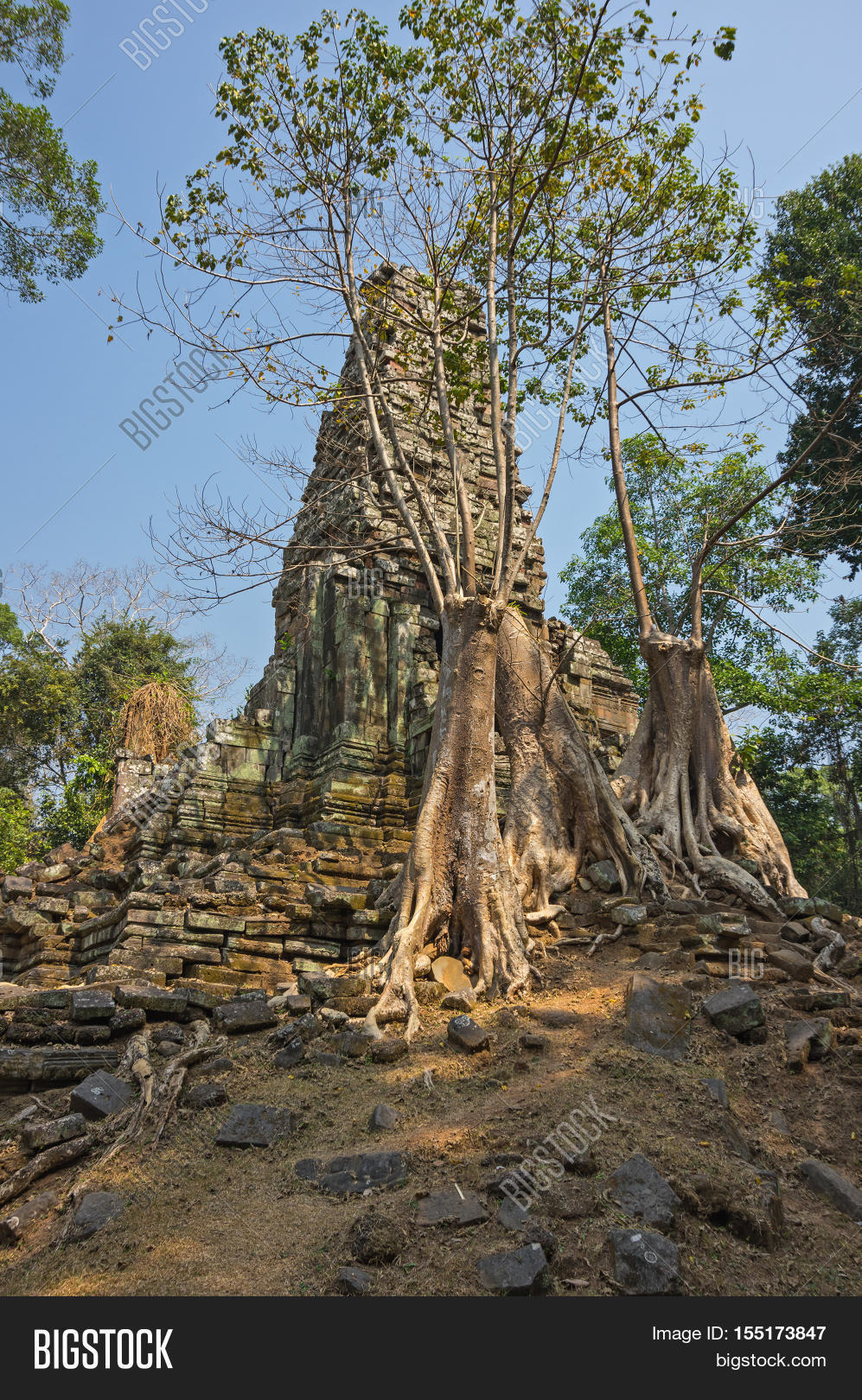 ruins of prasat preah palilay temple at angkor wat complex siem