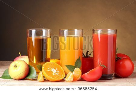 three glasses of juice.