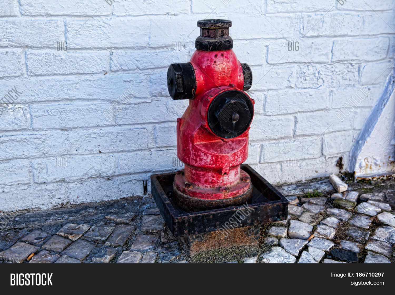 a closeup red fire hydrant on a street