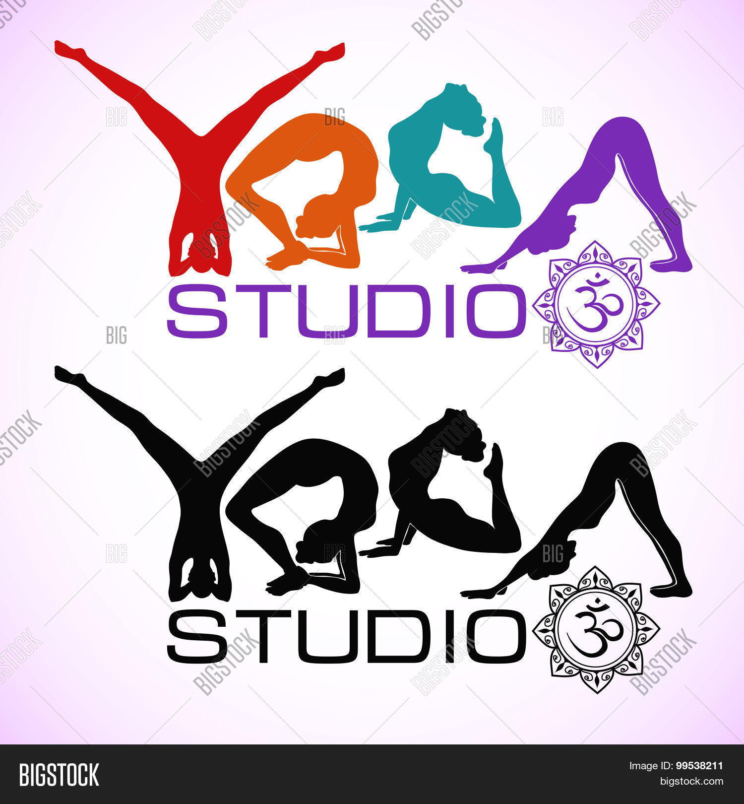 creative logo of yoga studio with womens silhouettes.
