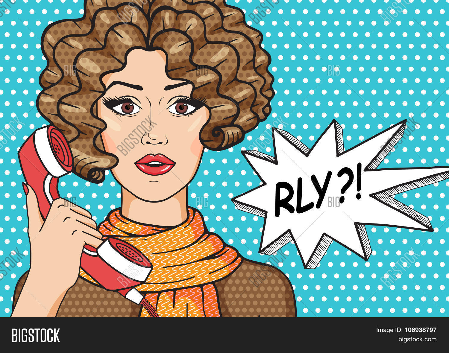 vector retro surprised woman with speech bubble and message rly?