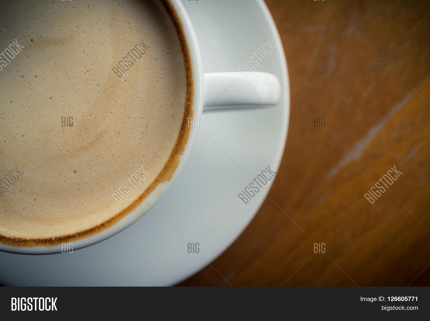 hot coffee with foam milk (vintage effect)