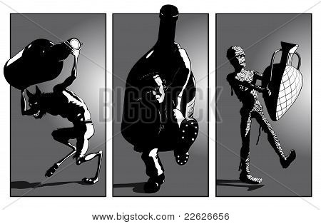 Werewolf, Frankensteins Monster and Mummy Carry Monster Bottles - perhaps to  a bring a bottle party? : Bigstock