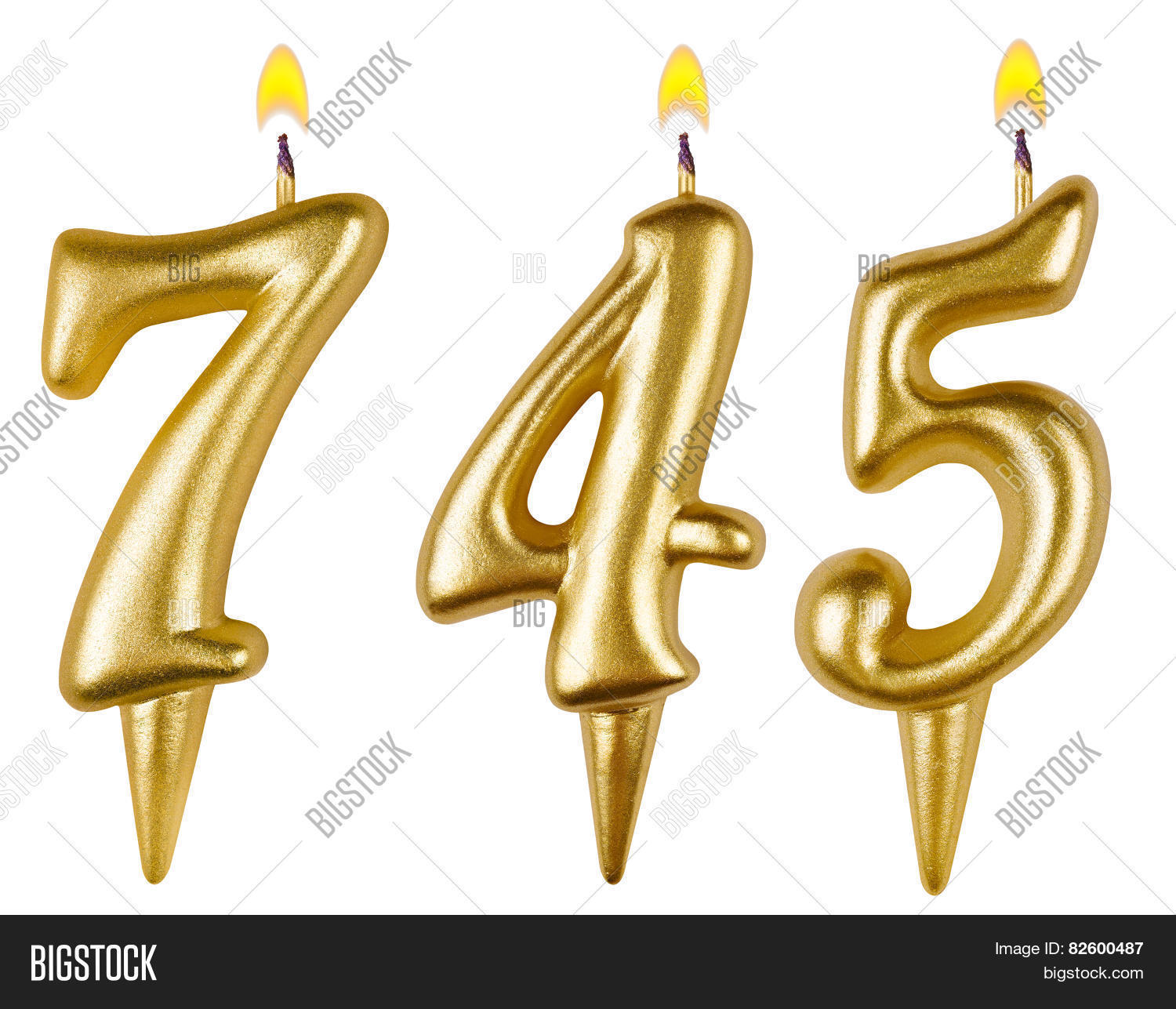 candles number seven hundred forty-five isolated on white back
