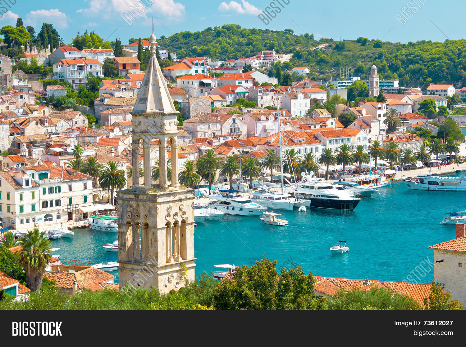 amazing town of hvar harbor aerial view dalmatia croatia