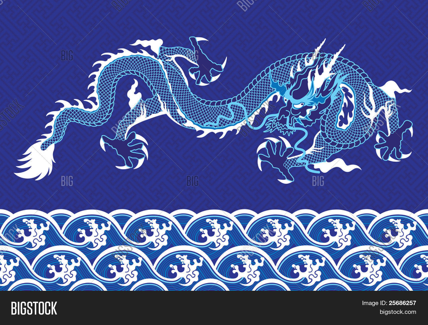 中国龙在海上矢量图和照片 | bigstock