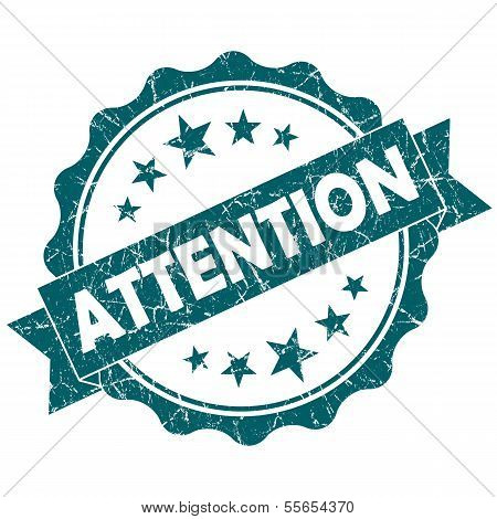 attention turquoise vintage round grunge seal isolat